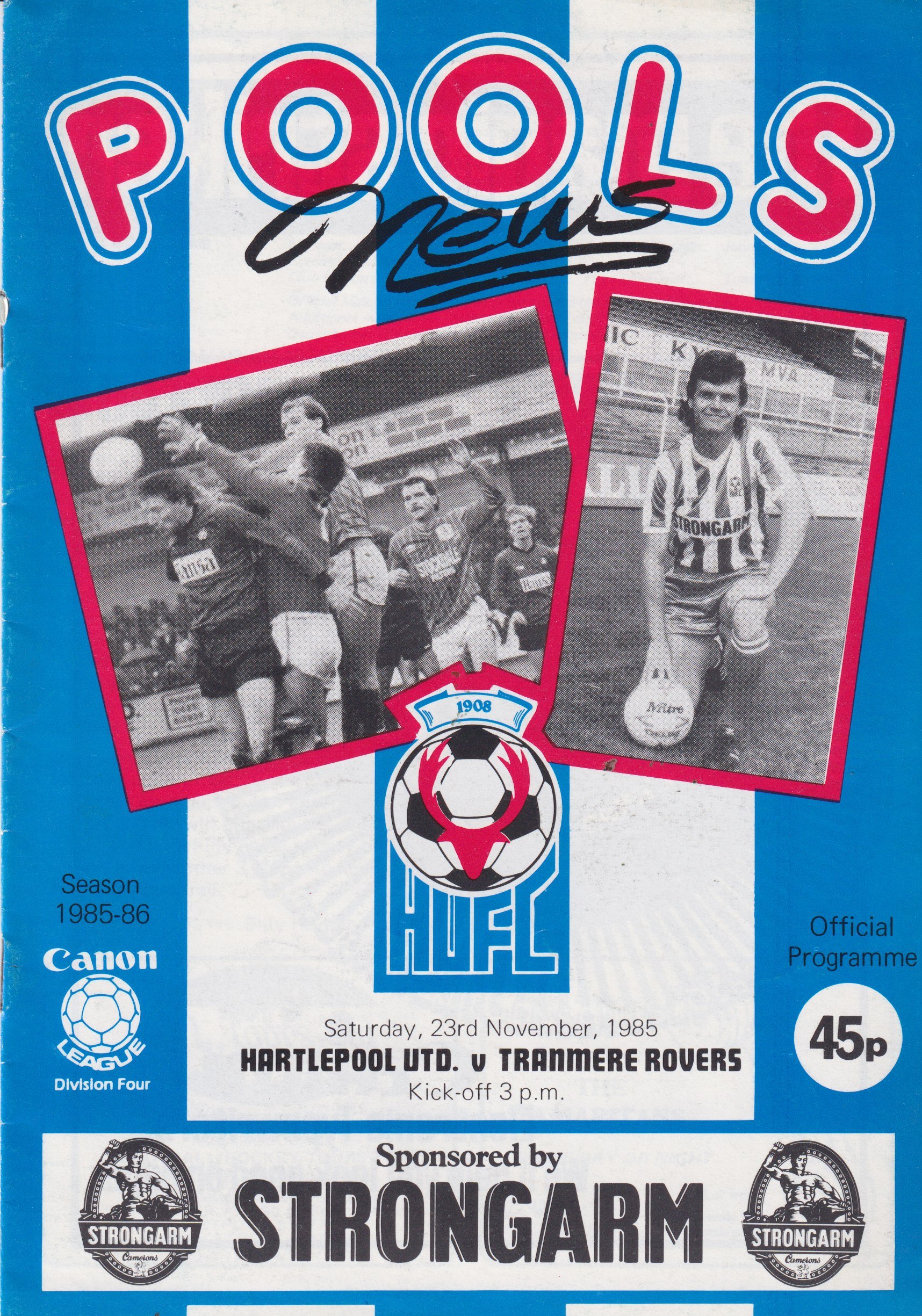 Hartlepool United v Tranmere Rovers match programme
